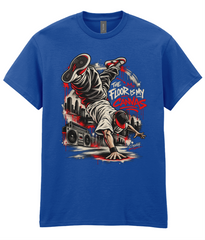 The Floor Is My Canvas T-shirt with breakdance-inspired front artwork