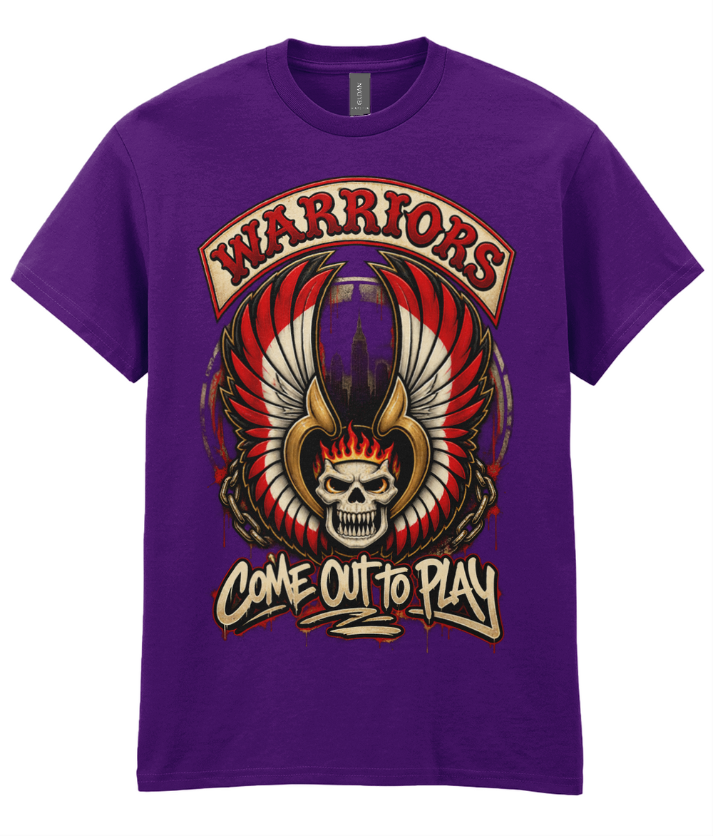Warriors Come Out to Play T-shirt with skull-and-wings artwork