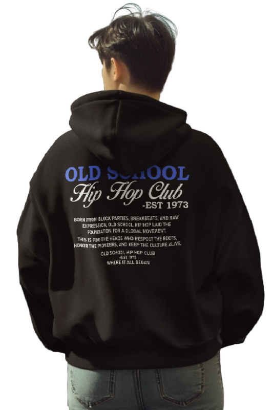 Man wearing Old School Hip Hop Club Hoodie
