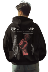 Man wearing black hip hop hoodie