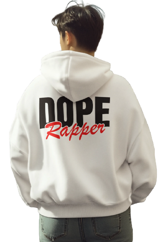 Man Wearing WHite DOP RAPPER Hoodie