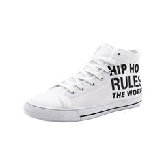Hip Hop Rules The World - Hip Hop Clothing - Unisex High Top Canvas Shoes - Baseball Boot - Online Shop - One Stop Hip Hop UK