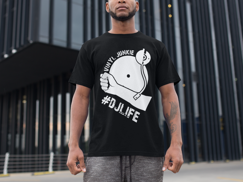 Vinyl Junkie T-Shirt - Short Sleeve Shirt 5 Colors - Urban Streetwear - Online Store - One Stop Hip Hop UK