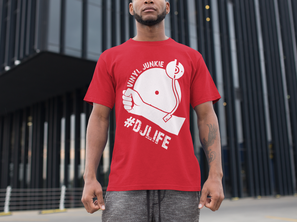 Vinyl Junkie T-Shirt - Short Sleeve Shirt 5 Colors - Urban Streetwear - Online Store - One Stop Hip Hop UK