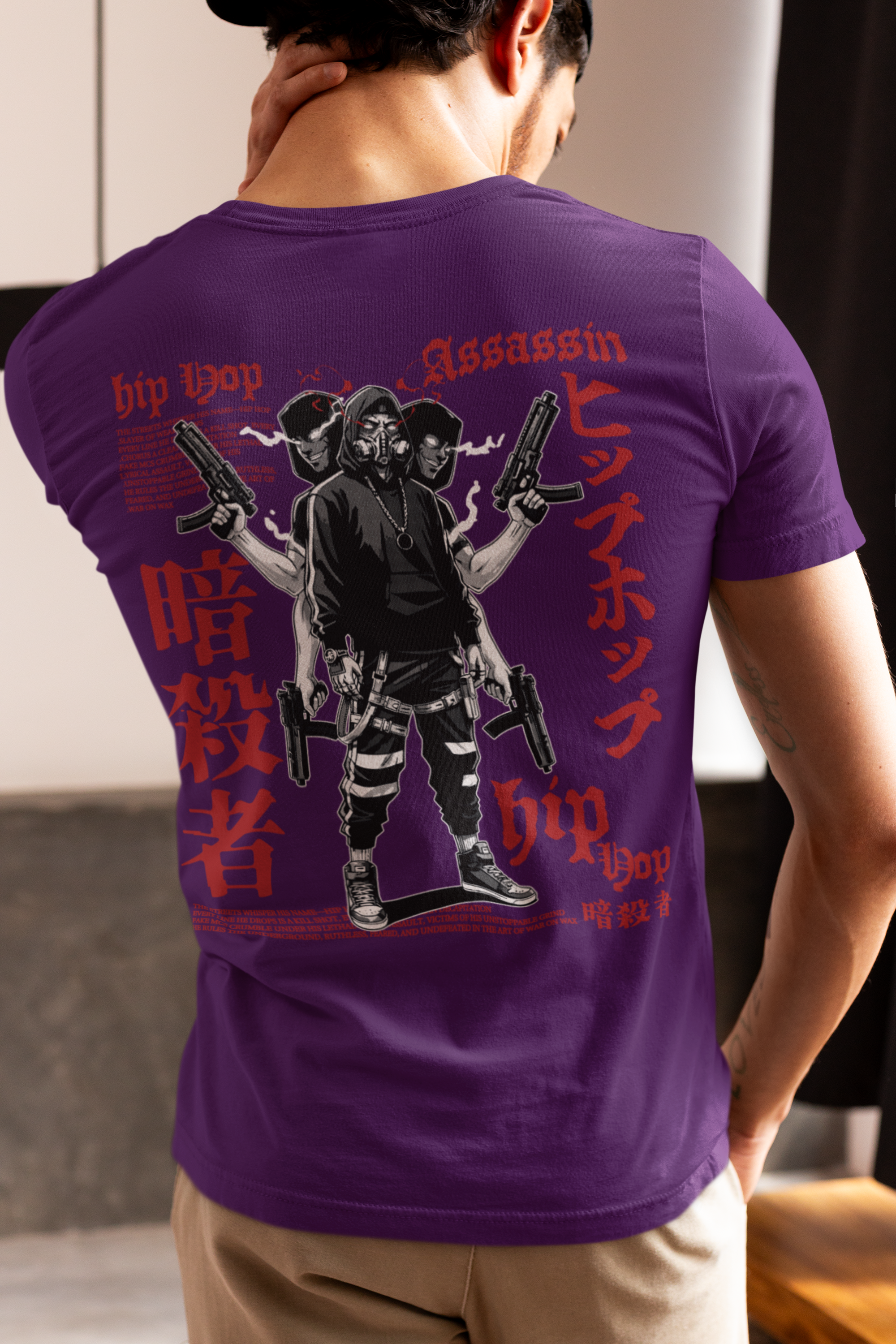 Hip Hip Assassin - Hip Hop Amime T-Shirt (Front & Back Print)