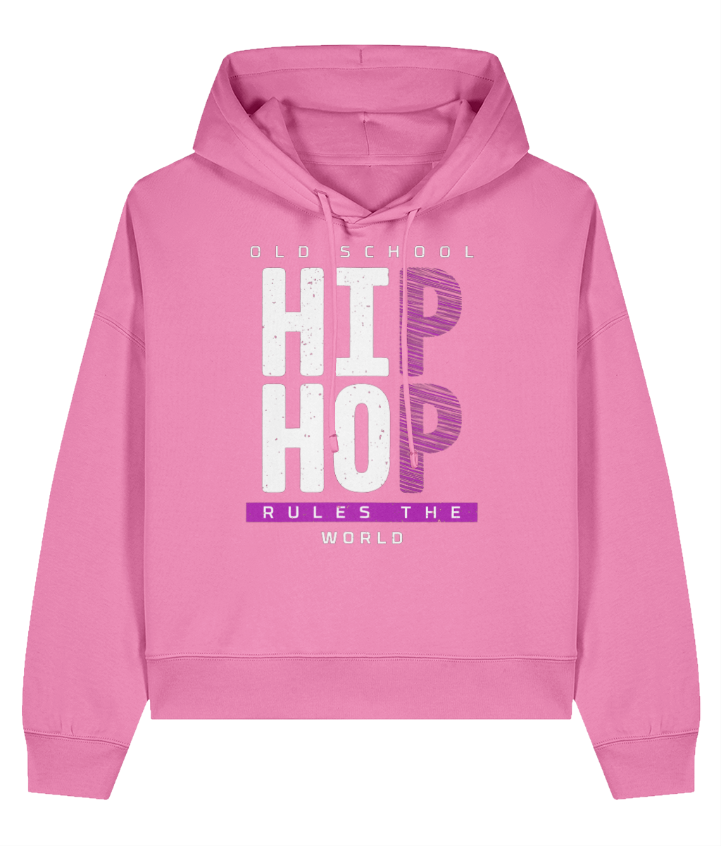 Old School Hip Hop Rules The World- Ladies Organic Hoddie