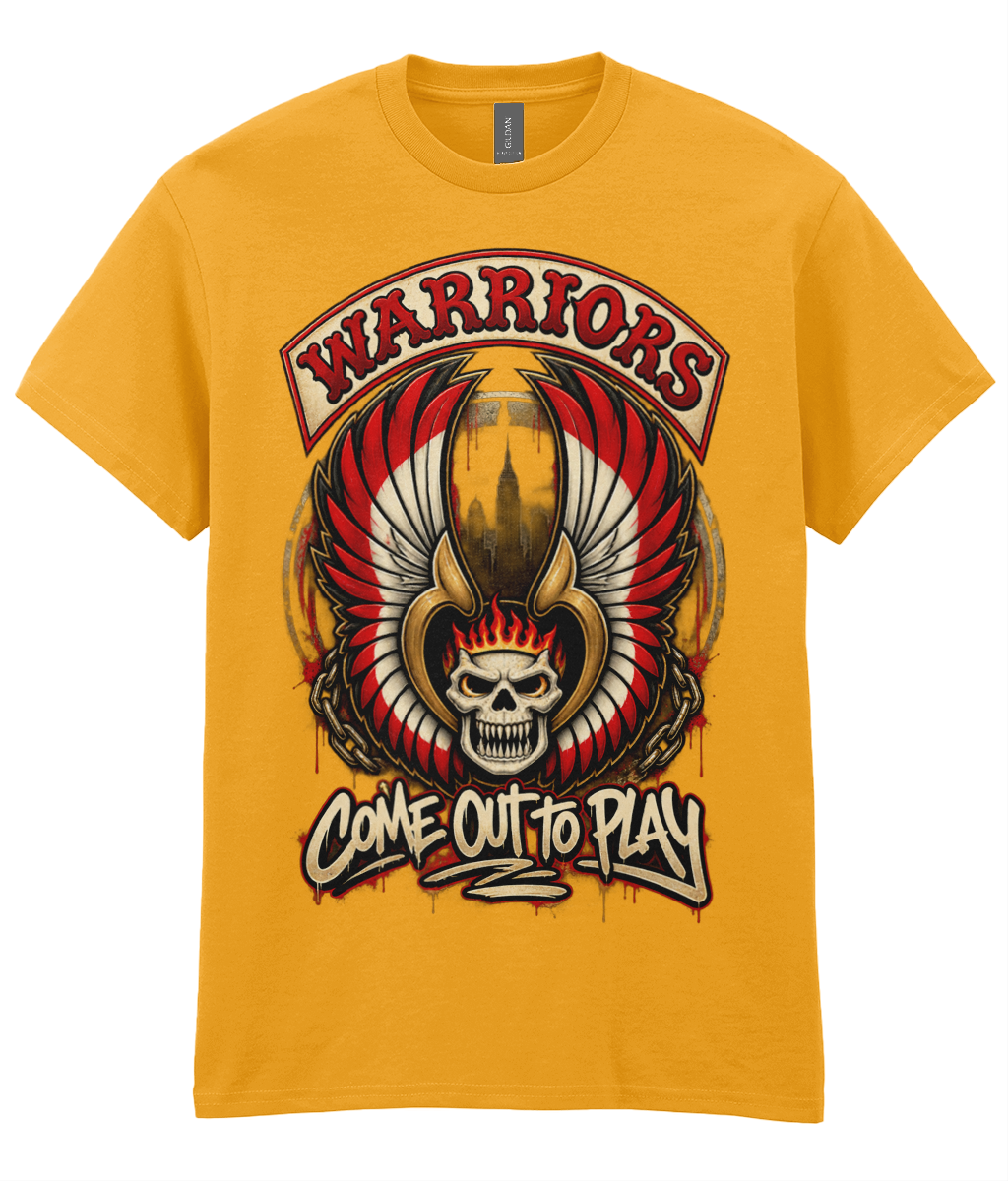 Warriors Come Out to Play T-shirt with skull-and-wings artwork
