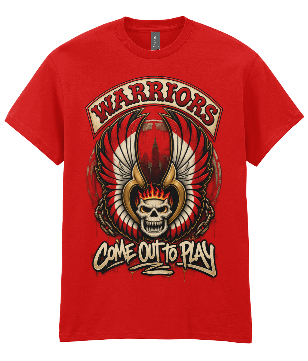 Warriors Come Out to Play T-shirt with skull-and-wings artwork