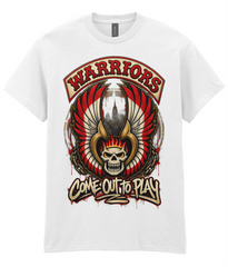 Warriors Come Out to Play T-shirt with skull-and-wings artwork