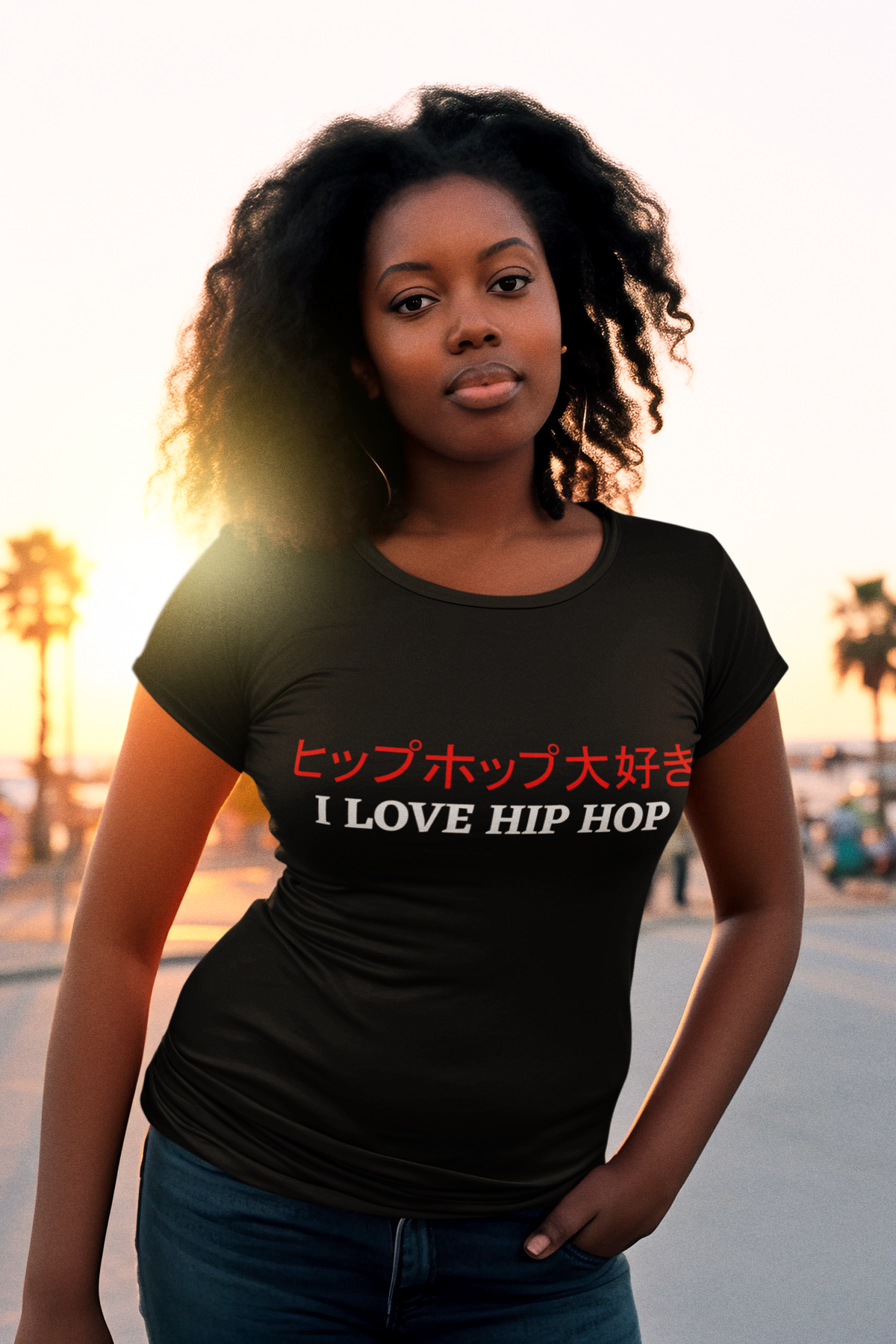 I Love Hip Hop (Japanese Edition) - Ladies Stretch T-Shirt