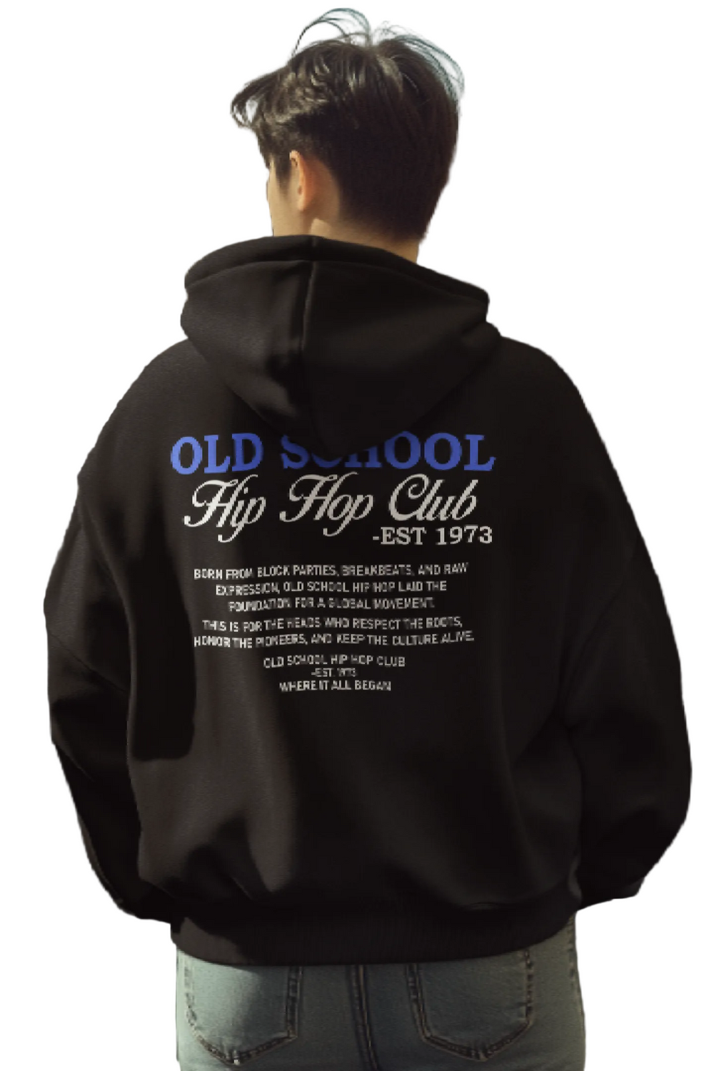 Man wearing Old School Hip Hop Club Hoodie
