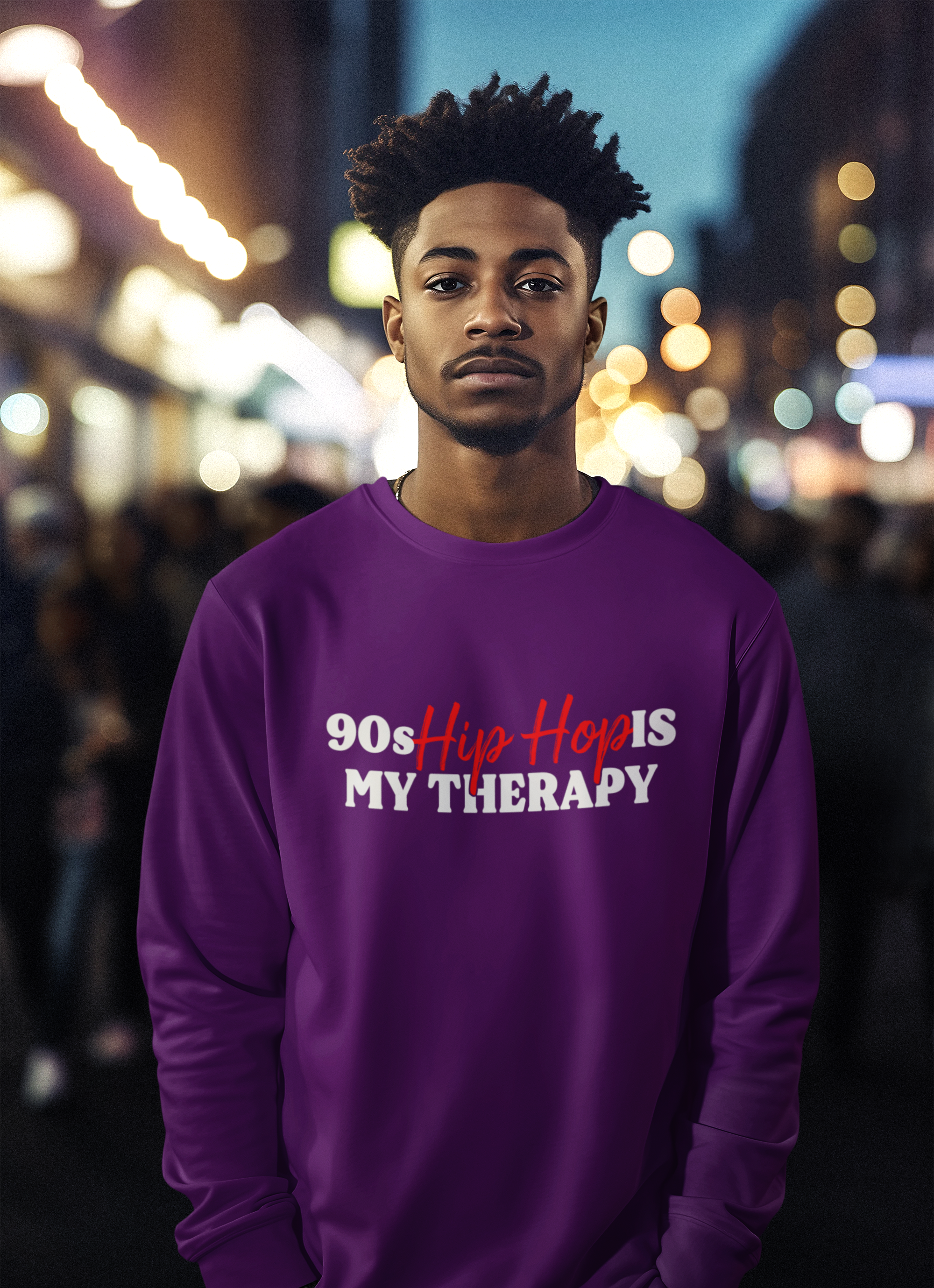 90s Hip Hop Is My Therapy - Sweatshirt - #HipHop50th