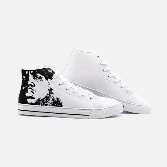 Notorious Big - 90s Hip Hop Fashion - Baseball Boot - Unisex High Top Canvas Shoes - Trainers - One Stop Hip Hop UK