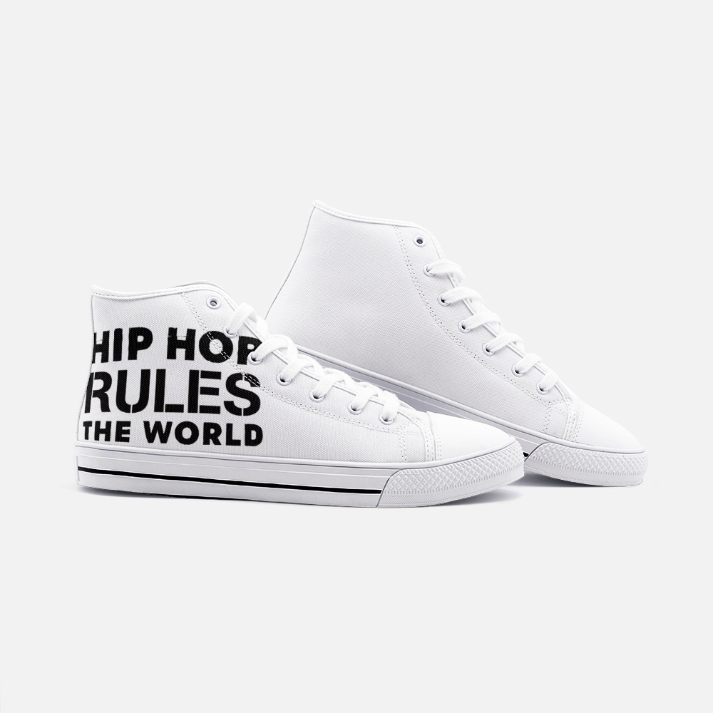 Hip Hop Rules The World - Hip Hop Clothing - Unisex High Top Canvas Shoes - Baseball Boot - Online Shop - One Stop Hip Hop UK
