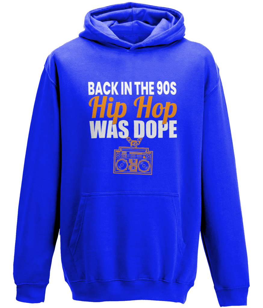 90s Hip Hop, Hoodie, Black, Fire Red, Royal Blue - One Stop Hip Hop UK