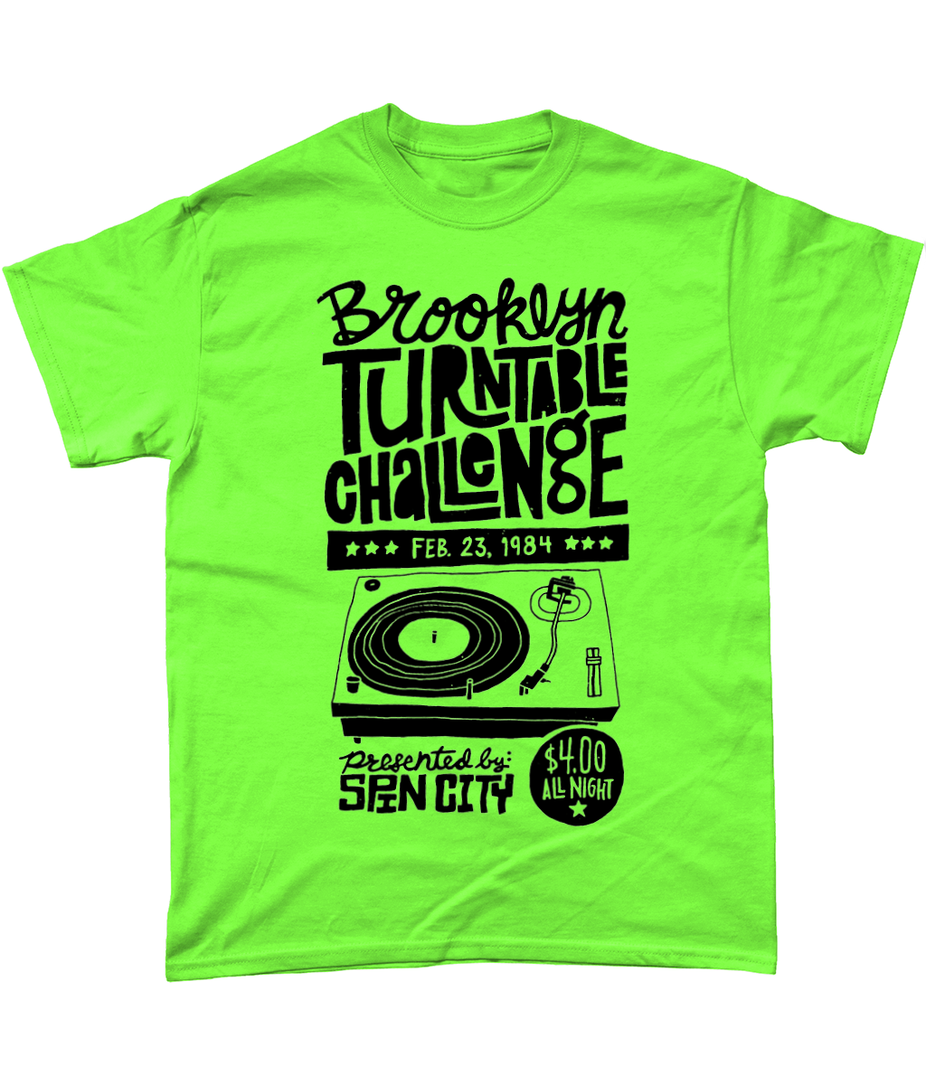 Brooklyn Turntable Challenge - T shirt - Black/White/Lime/Red - #PHC - One Stop Hip Hop UK
