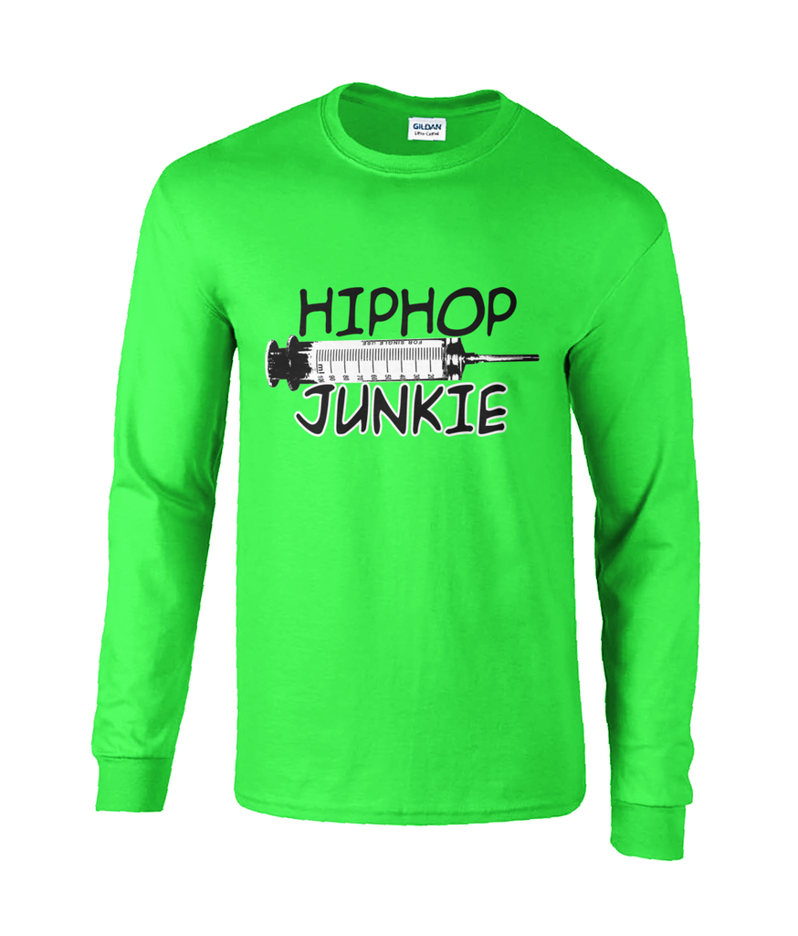 Hip Hop Junkie - Long Sleeve Tee - Light Blue/White/Irish Green - One Stop Hip Hop UK