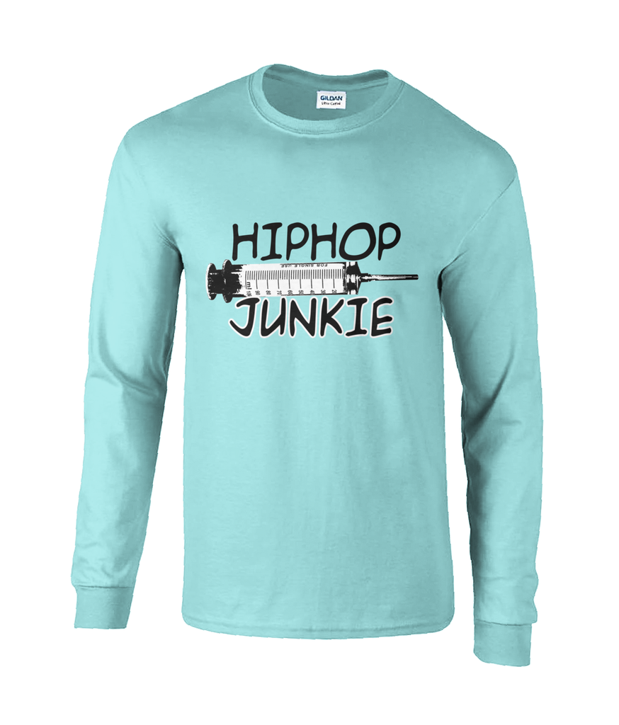 Hip Hop Junkie - Long Sleeve Tee - Light Blue/White/Irish Green - One Stop Hip Hop UK