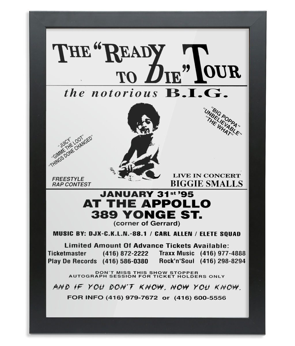 Ready To Die Tour 1995 - Black Frame - Wall Art - One Stop Hip Hop UK