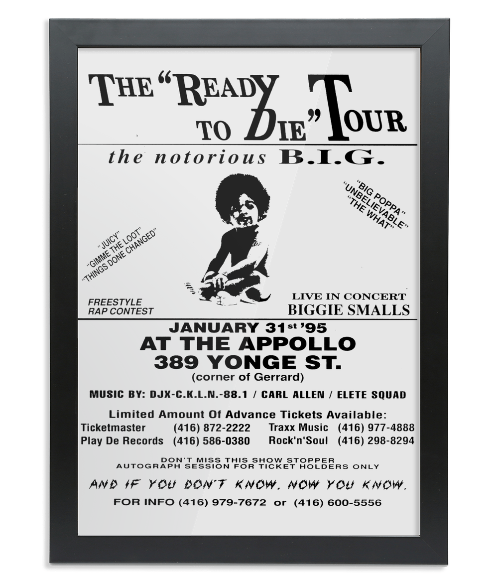 Ready To Die Tour 1995 - Black Frame - Wall Art - One Stop Hip Hop UK