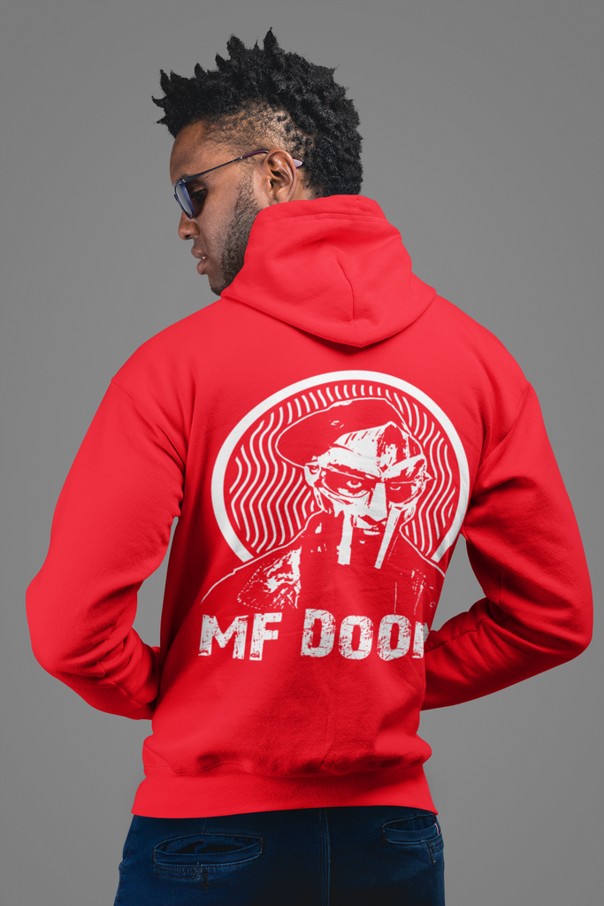 MF Doom Hip Hop ZIp Fleece Hoodie - Black/Red/Grey Long Sleeve - New Streetwear - Online Store - One Stop Hip Hop UK