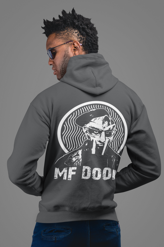 MF Doom Hip Hop ZIp Fleece Hoodie - Black/Red/Grey Long Sleeve - New Streetwear - Online Store - One Stop Hip Hop UK