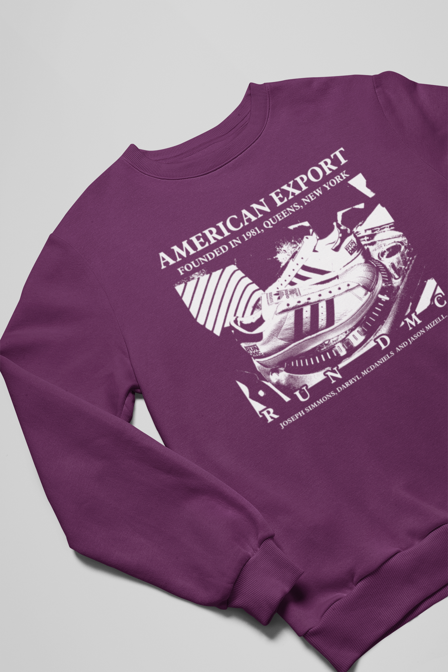 RUN DMC EXPORT - Old School Hip Hop Sweatshirt - Black/Purple/Yellow/Navy - One Stop Hip Hop UK