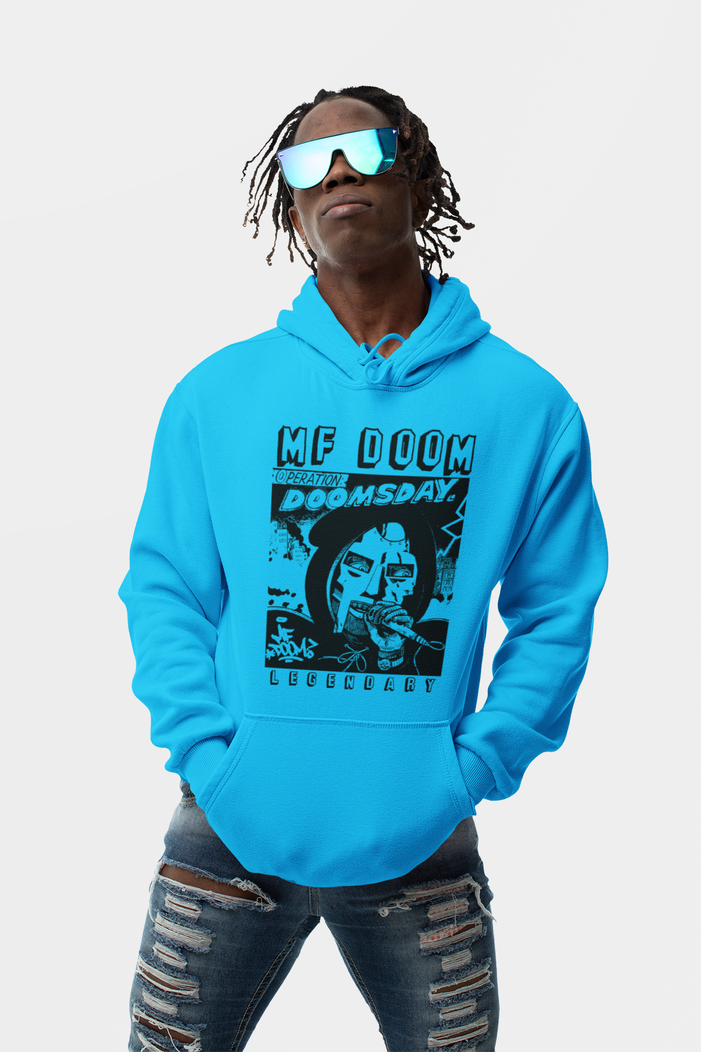 MF Doom Doomsday  Hoodie - Black/Red/Royal Navy