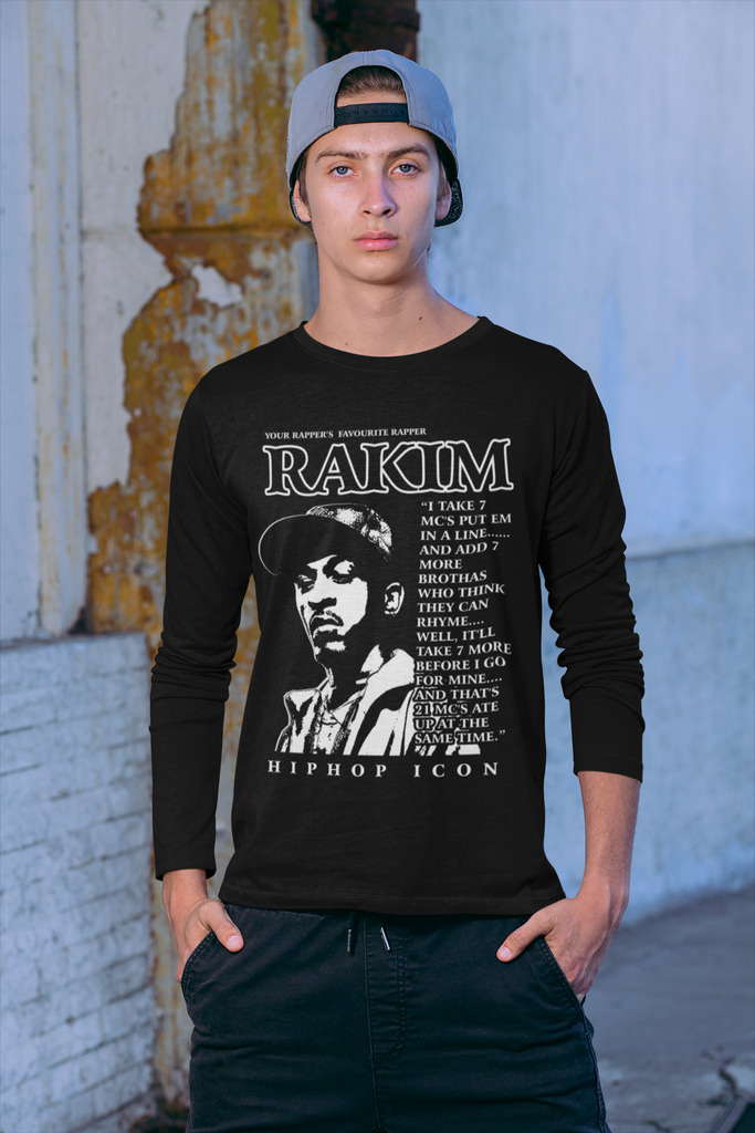 Rakim Old School Hip Hop Long Sleeve Tee- Rapper Tee 5 Colors - Online Store FREE SHIPPING available - One Stop Hip Hop UK