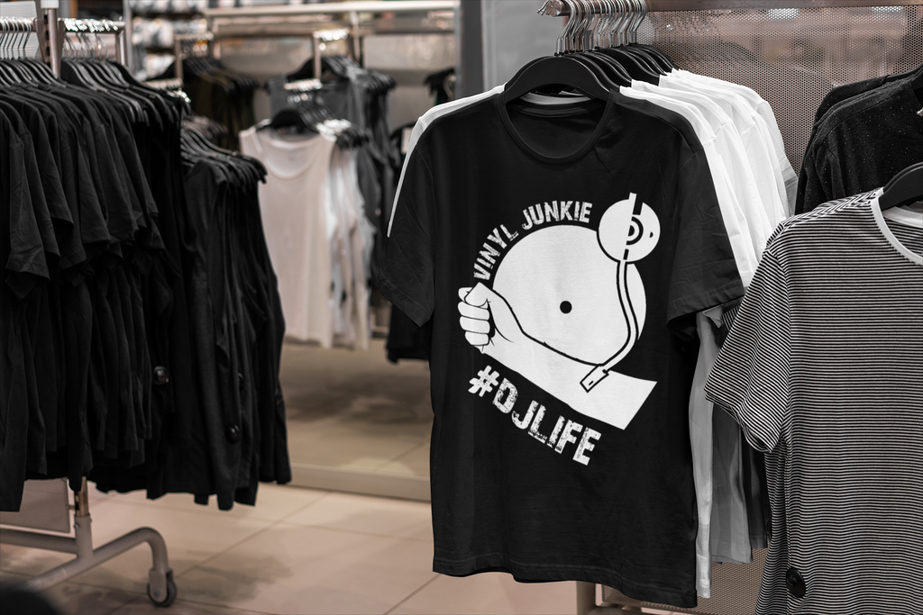 Vinyl Junkie T Shirt Short Sleeve Shirt 5 Colors Urban Streetwear One Stop Hip Hop UK