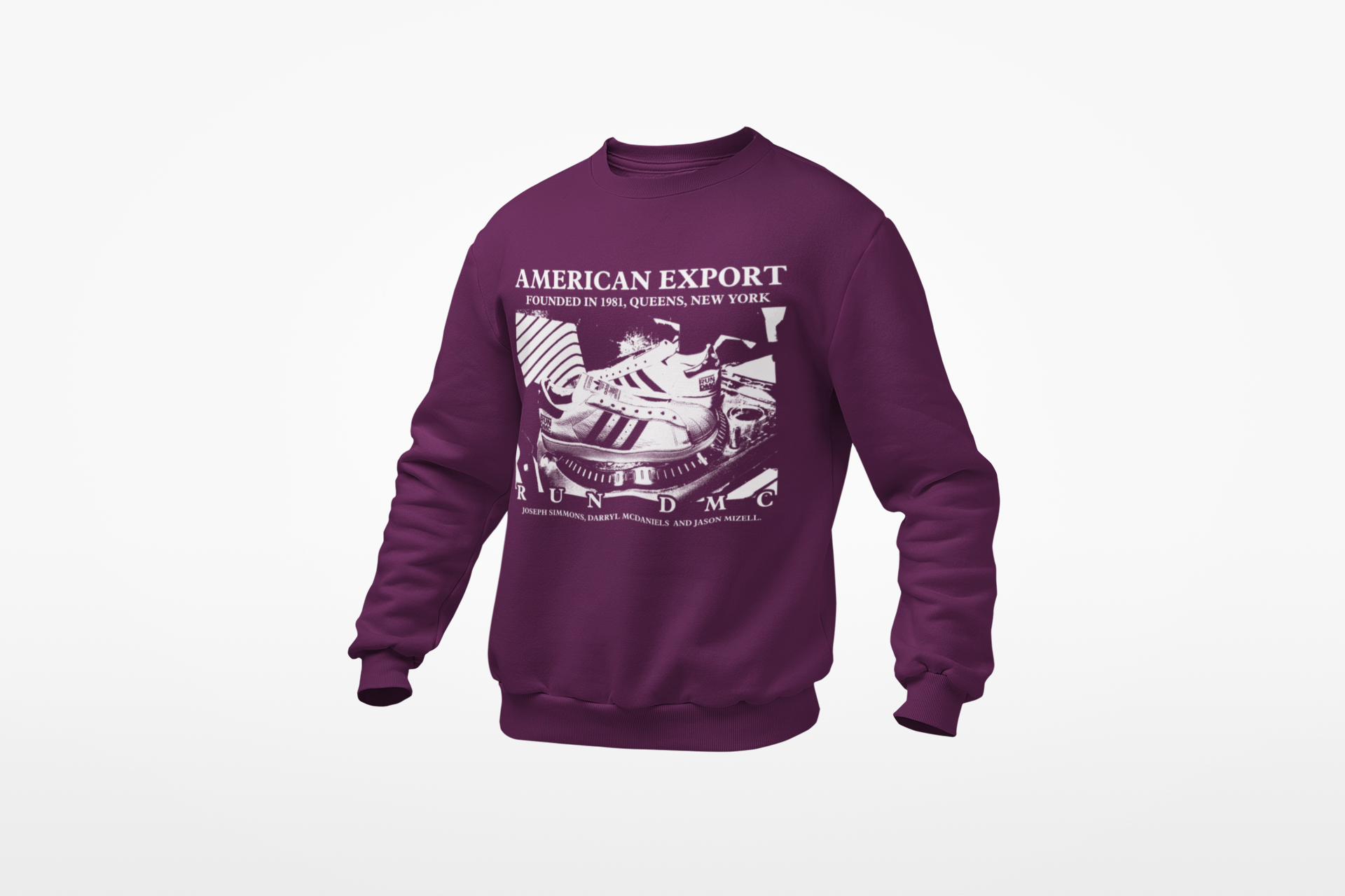 RUN DMC EXPORT - Old School Hip Hop Sweatshirt - Black/Purple/Yellow/Navy - One Stop Hip Hop UK