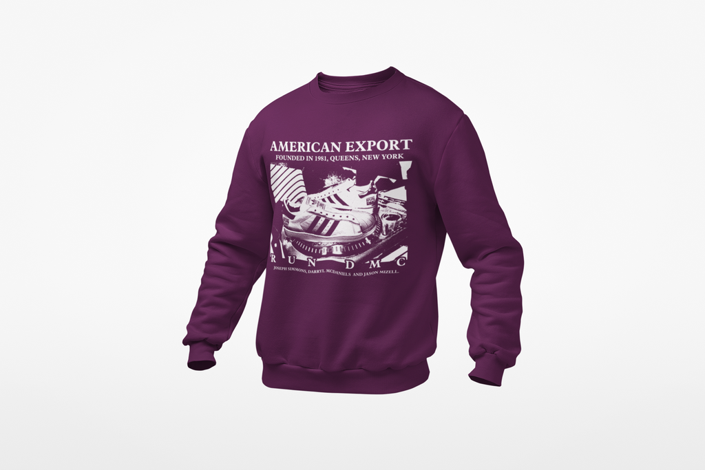 RUN DMC EXPORT - Old School Hip Hop Sweatshirt - Black/Purple/Yellow/Navy - One Stop Hip Hop UK