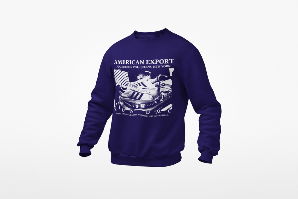 RUN DMC EXPORT - Old School Hip Hop Sweatshirt - Black/Purple/Yellow/Navy - One Stop Hip Hop UK