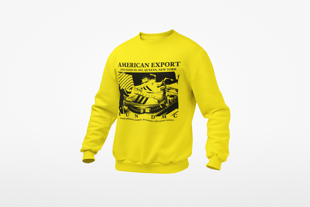 RUN DMC EXPORT - Old School Hip Hop Sweatshirt - Black/Purple/Yellow/Navy - One Stop Hip Hop UK