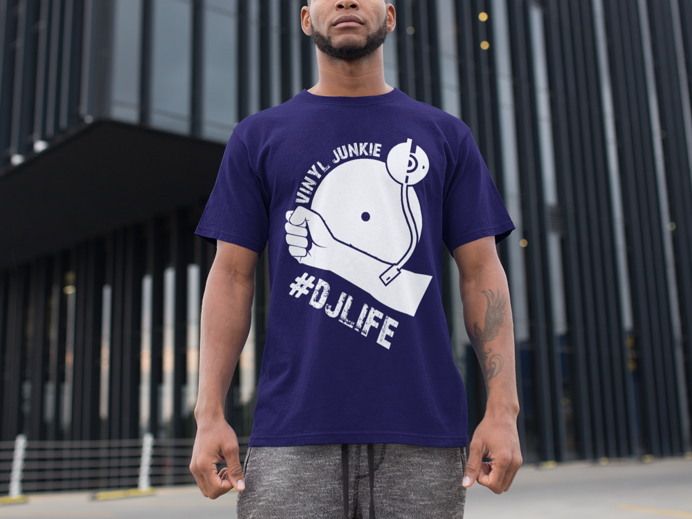 Vinyl Junkie T-Shirt - Short Sleeve Shirt 5 Colors - Urban Streetwear - Online Store - One Stop Hip Hop UK