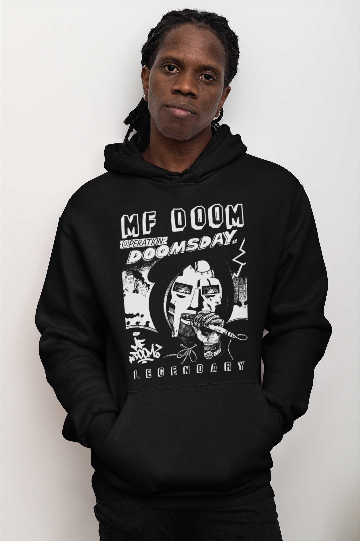 MF Doom - Hoodie - Black/Red/Royal Navy - One Stop Hip Hop UK